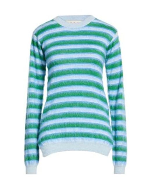Marni Blue Wool Striped Knitted Sweater