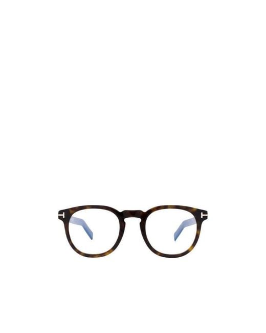 Tom Ford White Eyewear Round Frame Glasses for men
