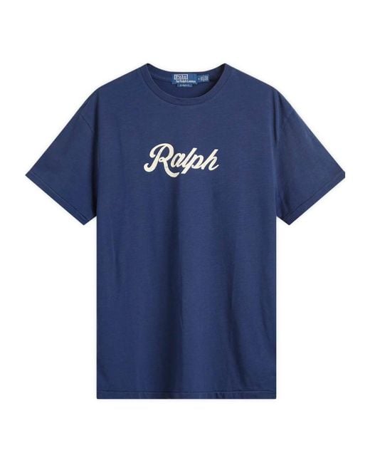 Polo Ralph Lauren Blue Logo Printed Crewneck T-Shirt for men