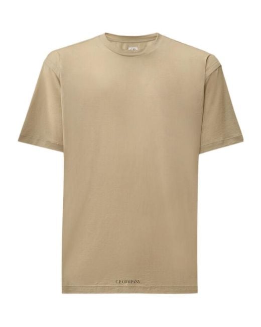 C P Company Natural Logo Printed Crewneck T-Shirt for men