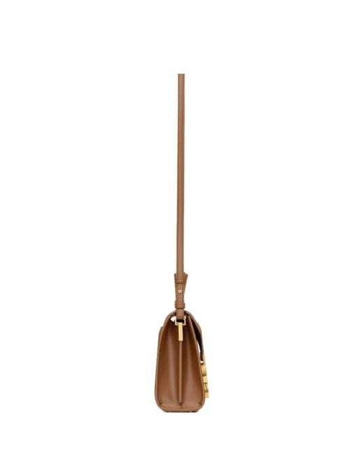 Saint Laurent Brown Cassandra Mini Top Handle Bag