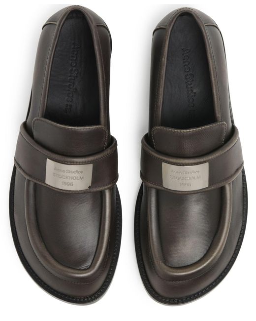 Acne Gray Leather Loafers