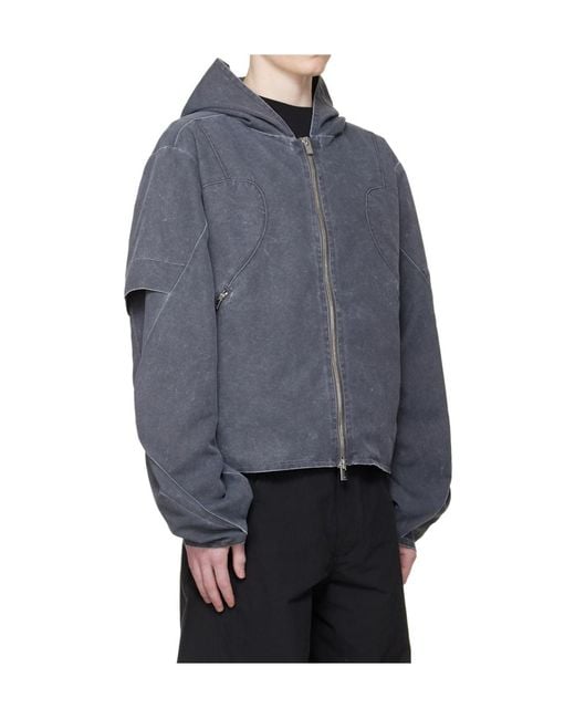 HELIOT EMIL Blue Crinis Hooded Casual Jacket for men