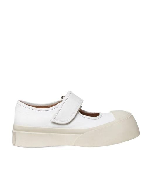 Marni White Pablo Touch Strap Low Top Sneakers
