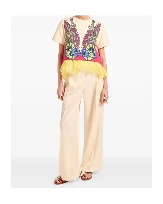 LaDoubleJ Multicolor La Scala Floral Feather T-Shirt