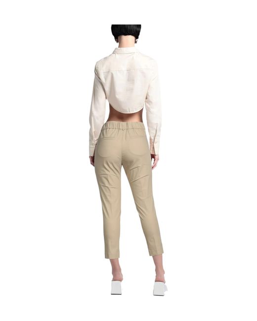 Brunello Cucinelli Natural Elastic Twill Waist-Tightening Pants