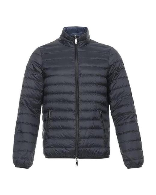 Emporio Armani Blue Double-Sided Down Jacket With Logo for men
