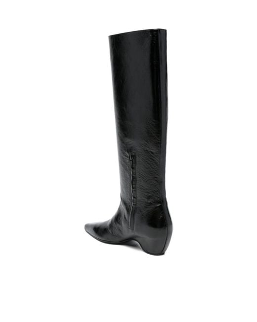 Khaite Black Pointed-Toe Boots