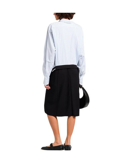 Maison Margiela White Stylish Striped Shirt Dress