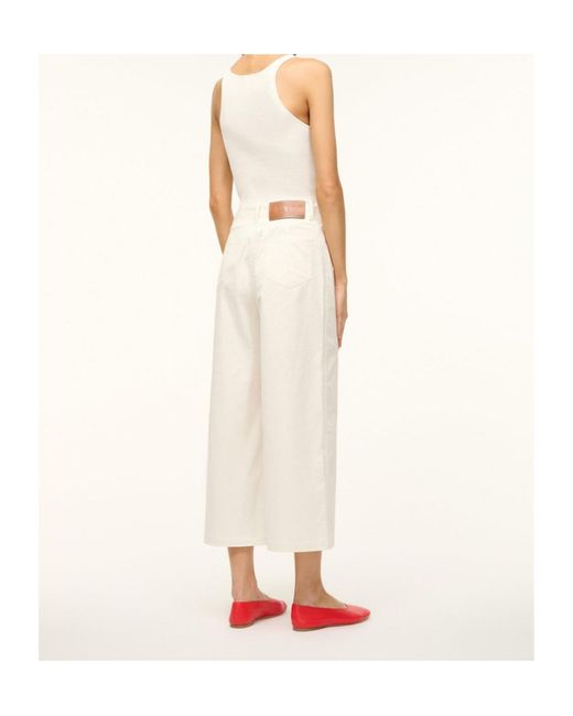 Staud White Belt-Loop Casual Pants