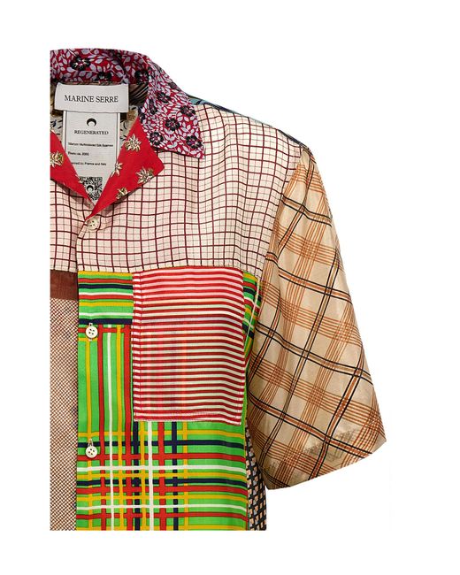 MARINE SERRE Multicolor Patchwork Scarf Printed Bowling Shirt for men