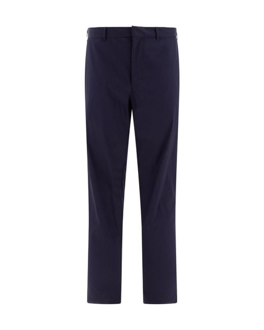 Prada Blue Logo Patch Straight-Leg Trousers for men