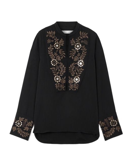 Wales Bonner Black Embellished Embroidered Grain De Poudre Wool Shirt