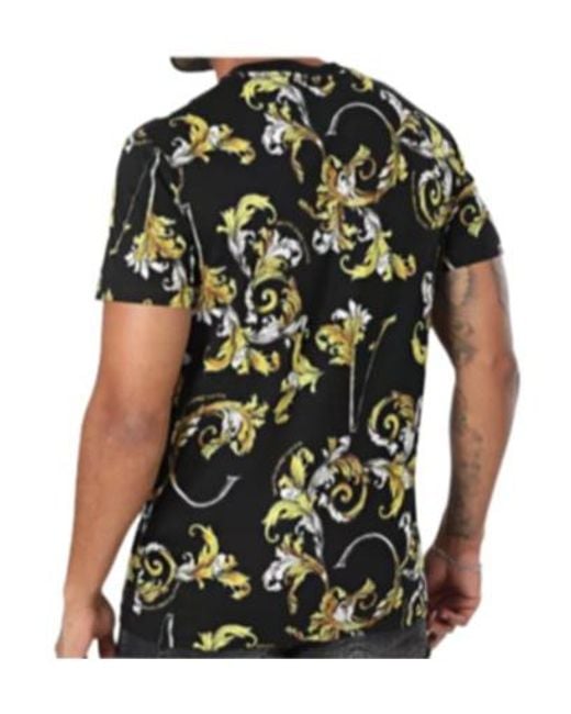 Versace Jeans Black Couture Baroque Printed Crewneck T-Shirt for men