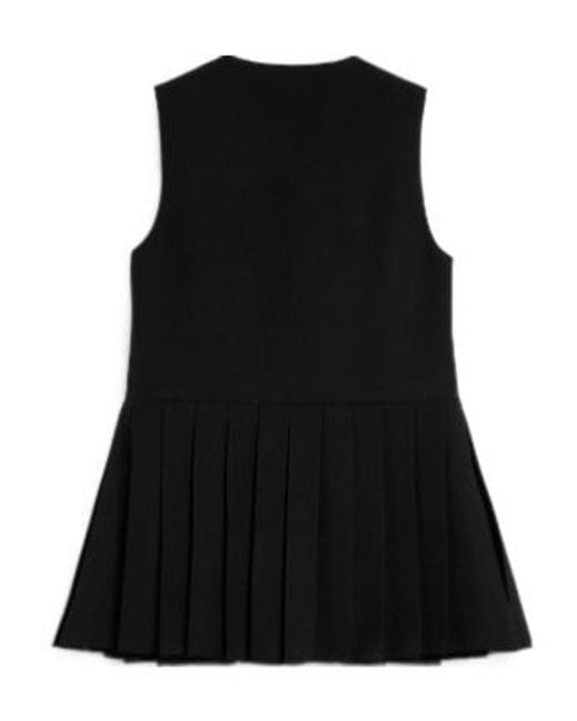 Jil Sander Black Gabardine Pleated Top