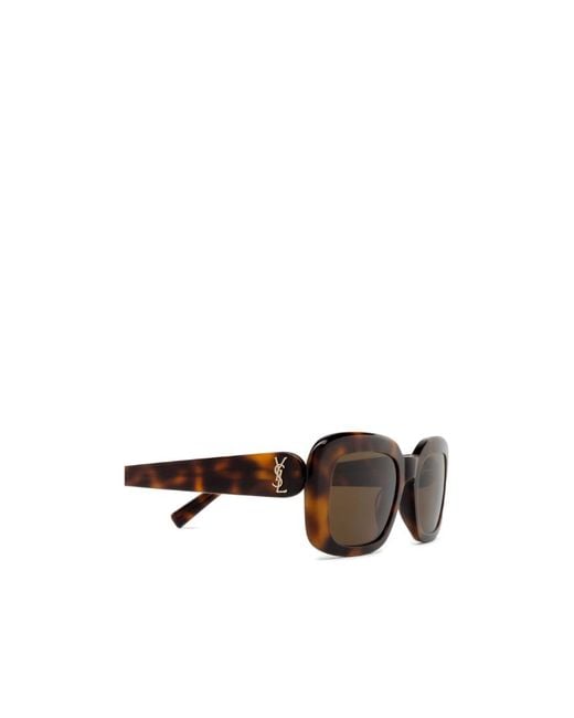 Saint Laurent Brown Eyewear Rectangular Frame Sunglasses