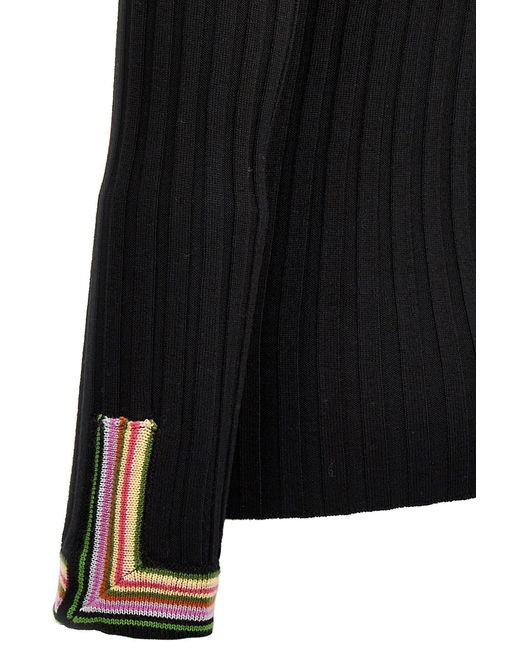 Etro Black Polo Neck Ribbed Jumper