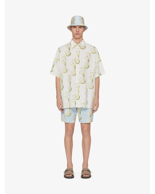 Givenchy White Lemon Print Short-Sleeved Shirt for men