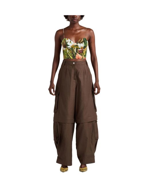 Farm Rio Green Floral Sleeveless Cropped Top