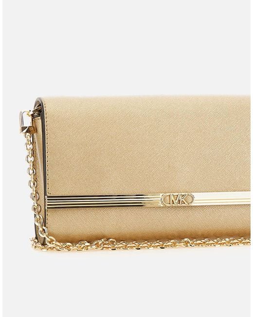 Michael Kors Natural Michael Mona Large Metallic Clutch Bag
