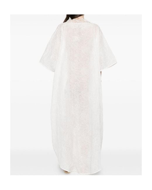 Ermanno Scervino White V-Neck Kaftan