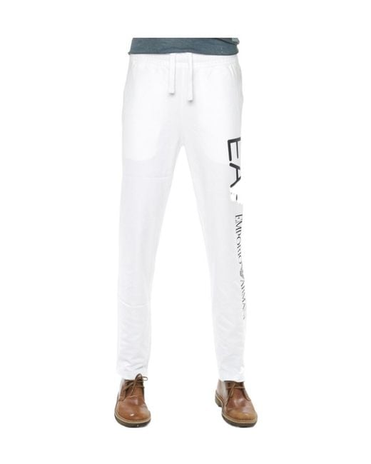 EA7 White Logo Lace Up Sweatpants for men
