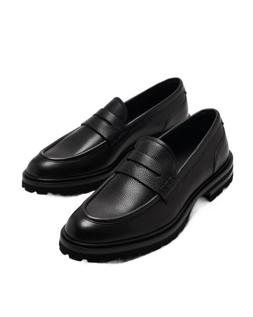 Dolce & Gabbana Black Almond Toe Penny Loafers for men
