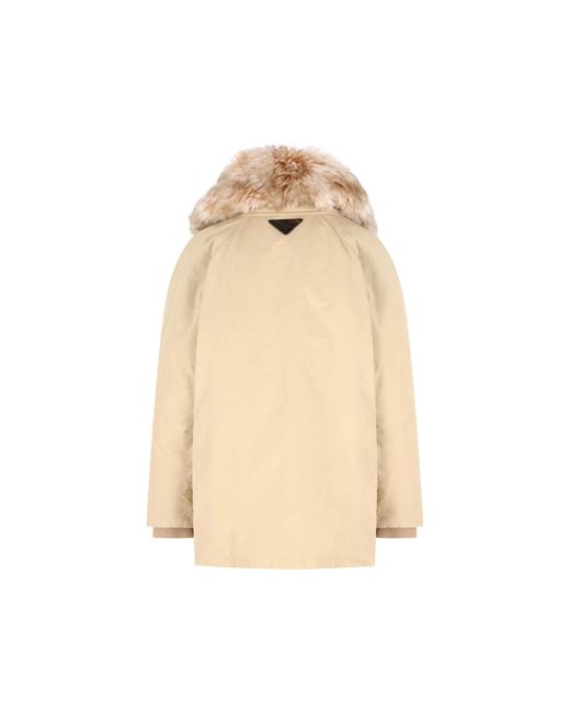 Prada Natural Long-Sleeved Button-Up Coat