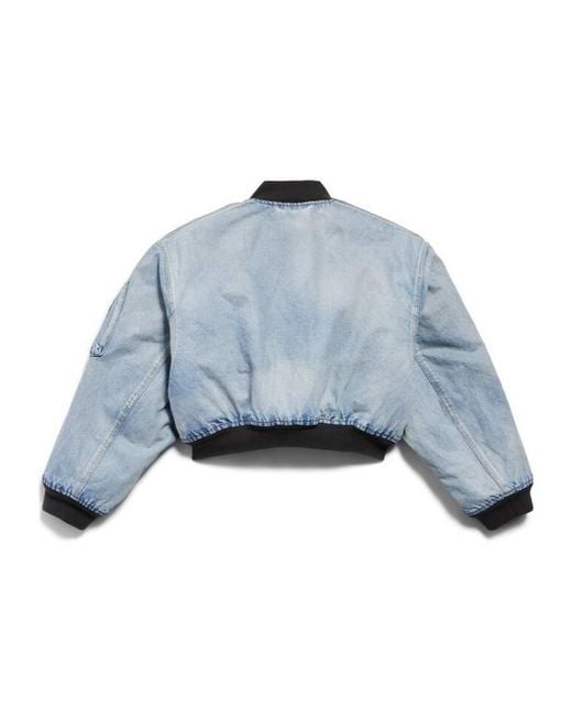 Balenciaga Blue Standard Zip-Up Denim Bomber Jacket