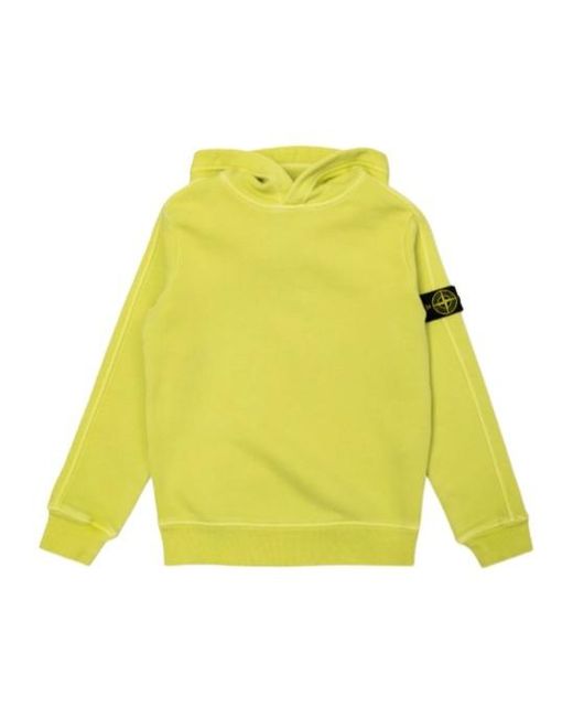Stone Island Yellow Logo-Patch Cotton Hoodie