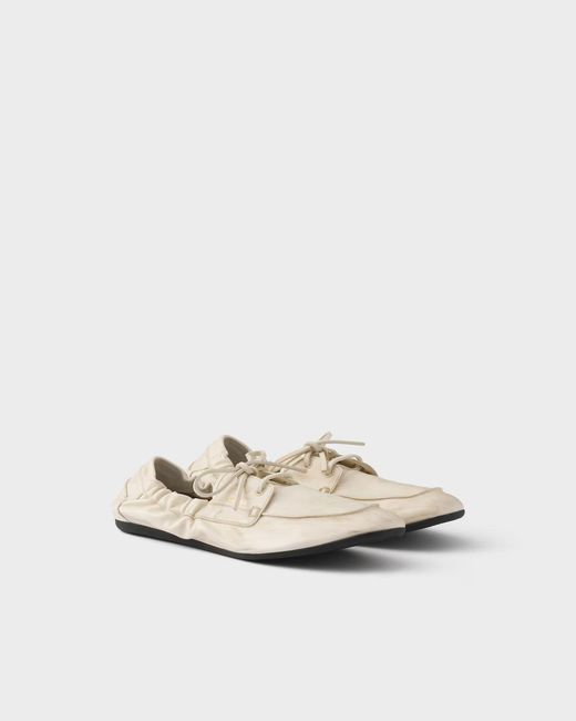 Prada White Bow Detail Lace-Up Shoes