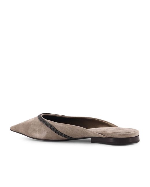 Brunello Cucinelli Brown Embellished Slip-On Shoes