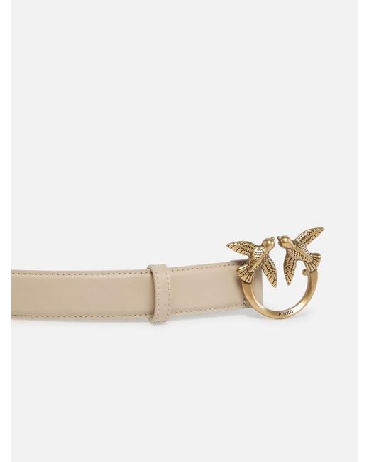 Pinko White Lovebird Metal Buckle Belt