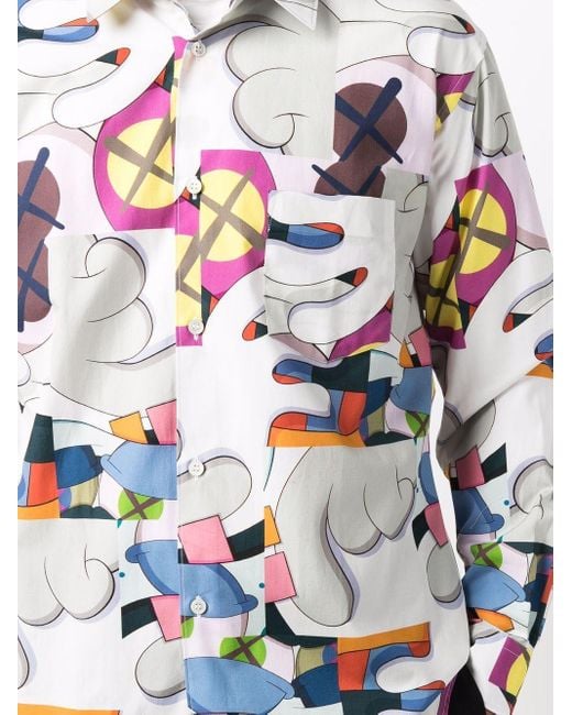 Comme des Garçons White Cartoon-Print Long-Sleeved Shirt for men