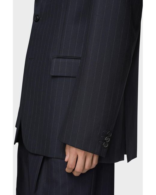 Maison Margiela Blue Single-Breasted Pinstriped Blazer for men