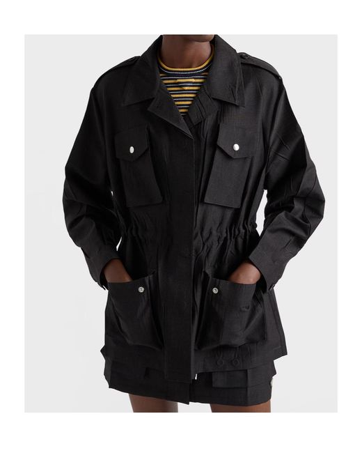 Prada Black Kid Mohair-Virgin Wool Field Jacket