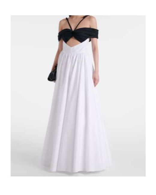 Giambattista Valli White Cutout Ruched Off-Shoulder Cotton Gown