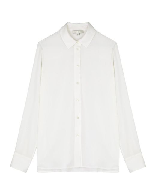 Vince White Stretch-Silk Shirt