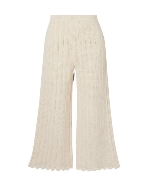 Altuzarra Natural Crop Ribbed Knitted Flared Pants