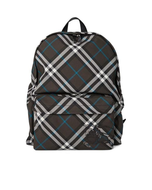 Burberry Black Plaid Backpack for men