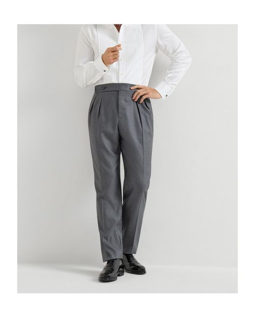 Brunello Cucinelli Gray Double-Pleats Trousers for men
