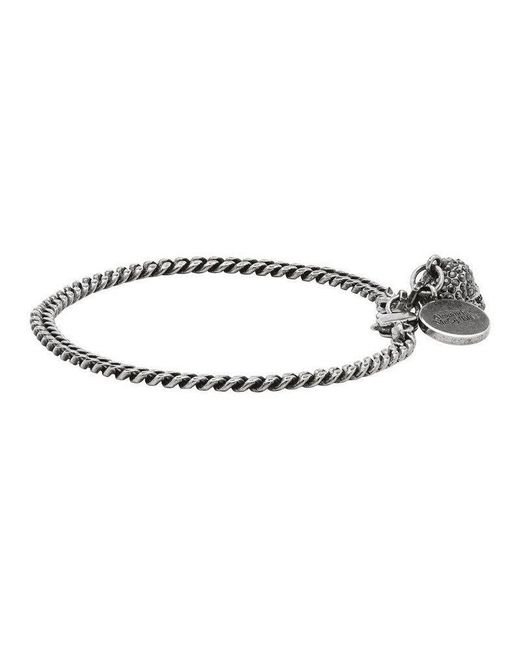 McQueen Metallic Skull Pendant Bracelet