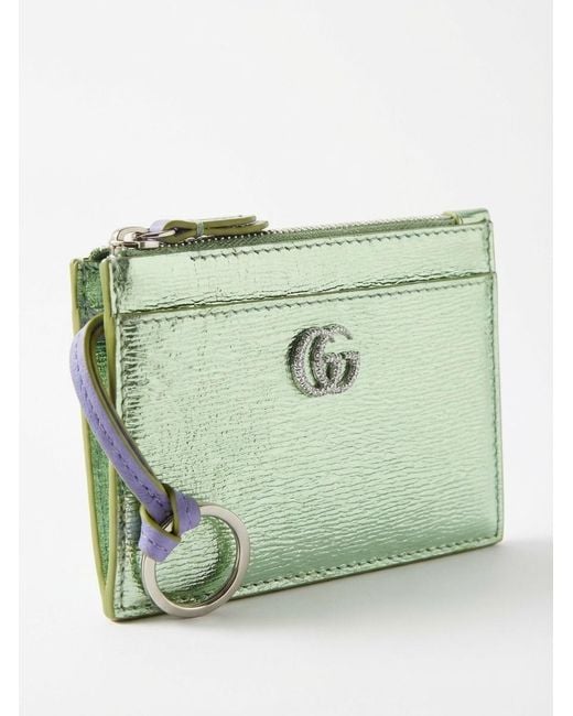 Gucci Green Gg Marmont Zip Key Pouch