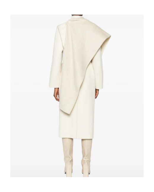 P.A.R.O.S.H. White Scarf Detailed Belted Coat