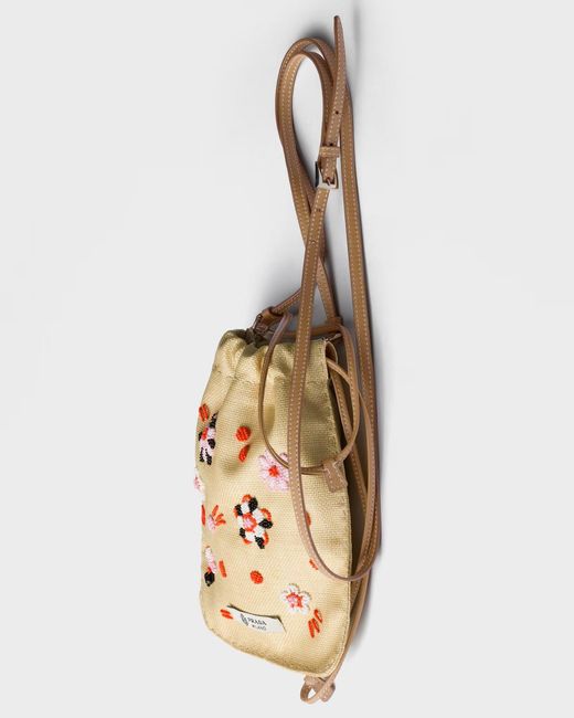 Prada Natural Drawstring Clutch