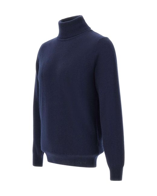Kangra Cashmere Blue Kangra Turtleneck Knitted Sweater for men