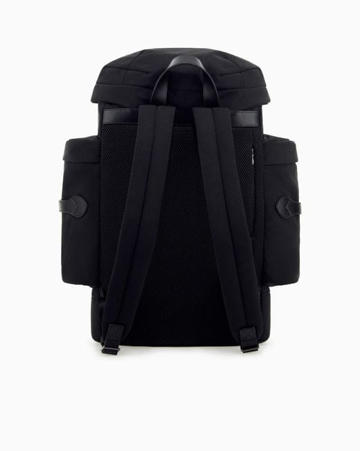Emporio Armani Blue Logo Appliqué Flap Backpack for men