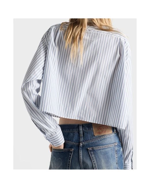Prada White Striped Cotton Poplin Shirt