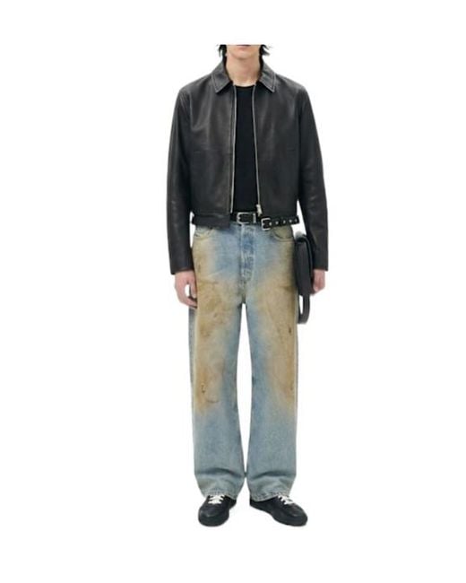 Acne Black Leather Jacket W/ Zipped Belt for men
