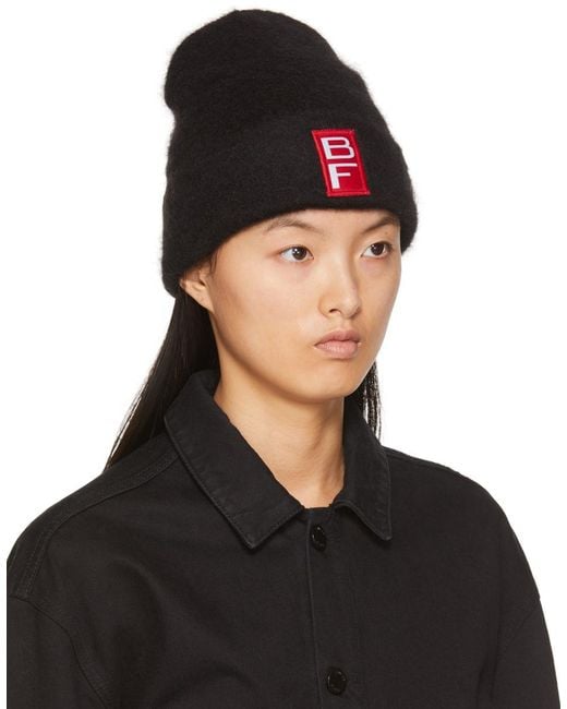 By Far Black Logo Patch Knit Beanie